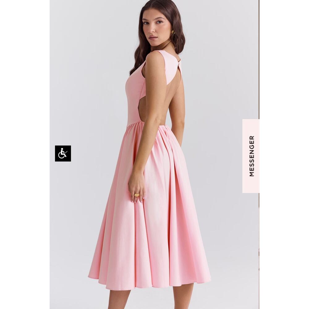 Open-Back Midi Dress in Pink